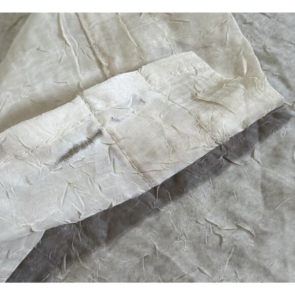 2 Sheer Arched Valances Short Window Curtains Light Brown Intricate Lace Trim - Picture 7 of 7